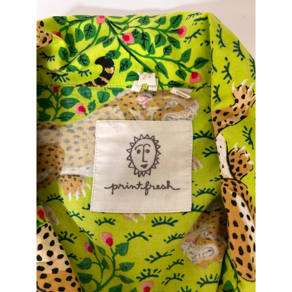 Printfresh Womens size M Organic Leopard Print Pajama Top Short Sleeve Cotton a1 - Picture 7 of 8
